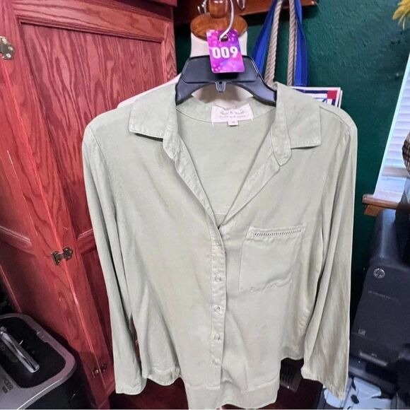 NWOT Cloth & Stone HI/Low Sage Green Size Medium Top #009 - Picture 1 of 6